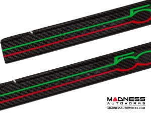 FIAT 500 Door Sills - Carbon Fiber - 500 Logo in Italian Colors